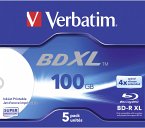 1x5 Verbatim BD-R Blu-Ray 100GB 4x Speed wide printable JC