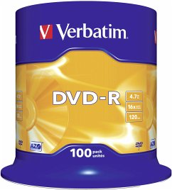 1x100 Verbatim DVD-R 4,7GB 16x Speed, matt silver