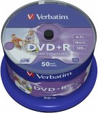 1x50 Verbatim DVD+R 4,7GB 16x Speed, wide printable NON-ID