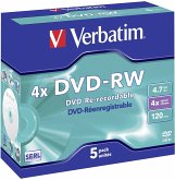 1x5 Verbatim DVD-RW 4,7GB 4x Speed, Jewel Case