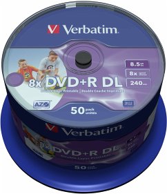 1x50 Verbatim DVD+R Double Layer 8x Speed, 8,5GB wide printable