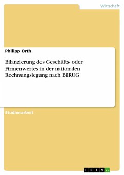 Bilanzierung des Geschäfts- oder Firmenwertes in der nationalen Rechnungslegung nach BilRUG - Orth, Philipp
