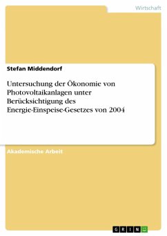 Untersuchung der Ökonomie von Photovoltaikanlagen unter Berücksichtigung des Energie-Einspeise-Gesetzes von 2004 (eBook, ePUB) Untersuchung der Ökonomie von Photovoltaikanlagen unter Berücksichtigung des Energie-Einspeise-Gesetzes von 2004 (eBook, ePUB)
