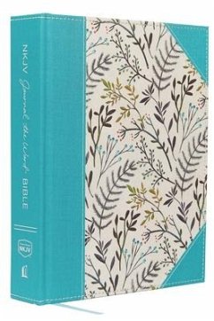 NKJV, Journal the Word Bible, Large Print, Blue Floral Cloth, Red Letter Edition - Thomas Nelson