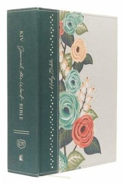 KJV, Journal the Word Bible, Large Print, Green Floral Cloth, Red Letter Edition - Thomas Nelson