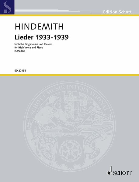 Lieder 1933-1939, für hohe Singstimme und Klavier Lieder 1933-1939, für hohe Singstimme und Klavier