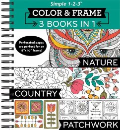 Color & Frame - 3 Books in 1 - Nature, Country, Patchwork (Adult Coloring Book) - New Seasons; Publications International Ltd