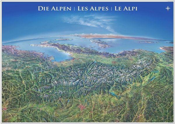 Kompass Panorama-Karte Alps plano Kompas Kompass Panorama-Karte Alpenpanorama 