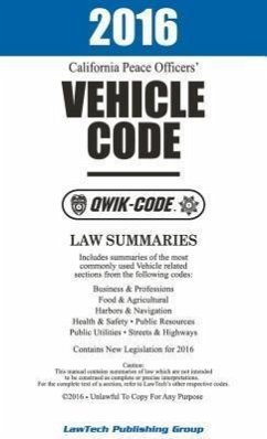 Cover 2016 California Vehicle Code QWIK-CODE (eBook, ePUB)