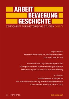 Cover Arbeit - Bewegung - Geschichte. Zeitschrift für historische Studien. Nr.2/2016