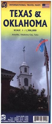 International Travel Map ITM Texas and Oklahoma