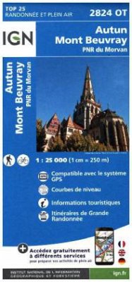 IGN Karte, Carte de randonnée (et plein air) Autun Mont-Beuvray PNR du Morvan