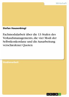 Fachmodularbeit über die 13 Stufen des Verkaufsmanagements, die vier Modi der Selbstkonkordanz und die Ausarbeitung verschiedener Quoten (eBook, PDF)