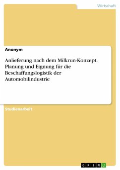 Anlieferung nach dem Milkrun-Konzept. Planung und Eignung für die Beschaffungslogistik der Automobilindustrie - Anonym