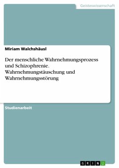 Der menschliche Wahrnehmungsprozess und Schizophrenie. Wahrnehmungstäuschung und Wahrnehmungsstörung (eBook, ePUB) - Walchshäusl, Miriam