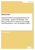 Experimentelle Forschungsergebnisse im Accounting - Analyse des Beitrags "The Effect of Incentive Contracts on Learning and Performance" von G.B. Sprinkle (2000) (eBook, PDF)