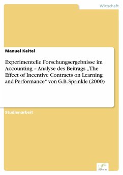 Experimentelle Forschungsergebnisse im Accounting - Analyse des Beitrags 