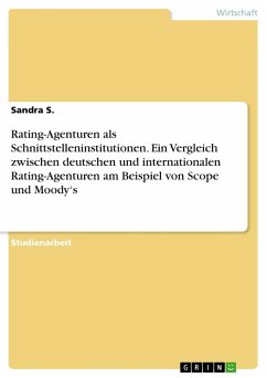 Rating-Agenturen als Schnittstelleninstitutionen. Ein Vergleich zwischen deutschen und internationalen Rating-Agenturen am Beispiel von Scope und Moody¿s - S., Sandra