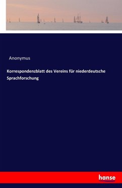 Korrespondenzblatt des Vereins für niederdeutsche Sprachforschung - Anonym