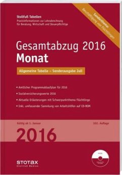 Cover Gesamtabzug 2016 Monat, Sonderausgabe Juli, m. CD-ROM Stotax-Lohn / Stollfuß Tabellen
