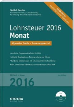 Cover Lohnsteuer 2016 Monat, Sonderausgabe Juli, m. CD-ROM Stotax-Lohn / Stollfuß Tabellen