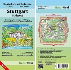 NaturNavi Wanderkarte mit Radwegen Stuttgart Südwest