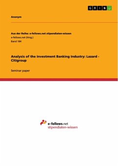 Analysis of the Investment Banking Industry: Lazard - Citigroup (eBook, ePUB) - Stimpfle, Alexander