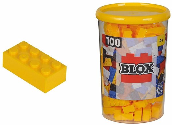 Simba 104118898 - Blox Steine in Dose, Konstruktionsspielzeug, 100, gelb