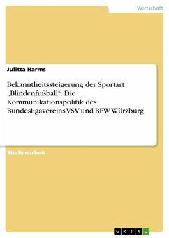 Bekanntheitssteigerung der Sportart ¿Blindenfußball¿. Die Kommunikationspolitik des Bundesligavereins VSV und BFW Würzburg - Harms, Julitta