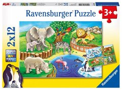 Image of 2er Set Puzzle, je 12 Teile, 26x18 cm, Tiere im Zoo