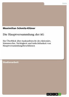 Die Hauptversammlung der AG - Schmitz-Klüner, Maximilian