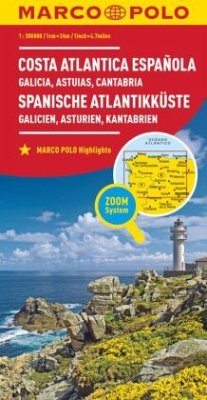 MARCO POLO Regionalkarte Spanische Atlantikküste 1:300.000. Cote Atlantique Espagnole / Costa Atlantica Espanola / Spanish Atlantic Coast