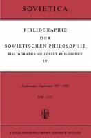 Bibliographie der Sowjetischen Philosophie / Bibliography of Soviet Philosophy (eBook, PDF)