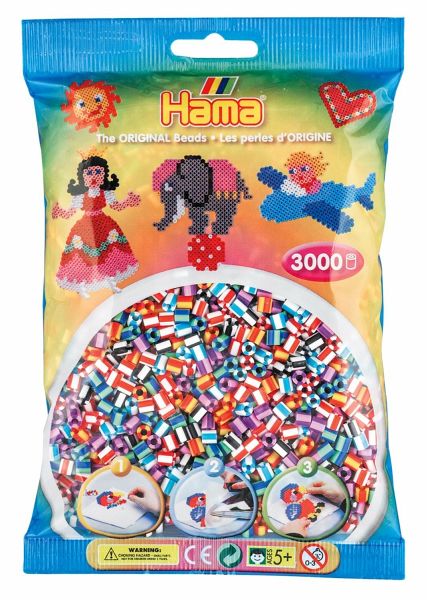 Hama 201-90 - Beutel mit 3000 gestreiften Perlen, bunt - Bei bücher.de  immer portofrei