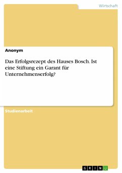 Das Erfolgsrezept des Hauses Bosch. Ist eine Stiftung ein Garant für Unternehmenserfolg? - Anonym