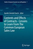 Contents and Effects of Contracts-Lessons to Learn From The Common European Sales Law (eBook, PDF)