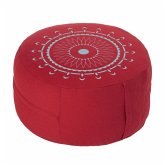 Meditationskissen Rot mit "Mandala"-Stickerei in türkis