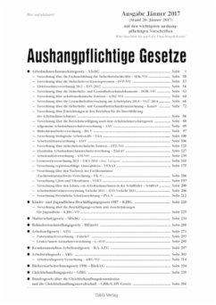 Cover Aushangpflichtige Gesetze, Ausgabe Jänner 2017 (f. Österreich)