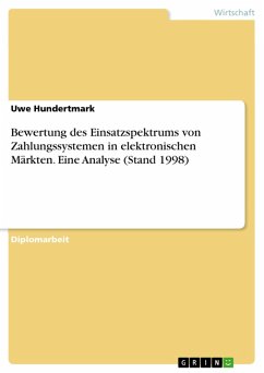 Bewertung des Einsatzspektrums von Zahlungssystemen in elektronischen Märkten. Eine Analyse (Stand 1998) (eBook, PDF)