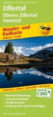 PublicPress Wander- und Radkarte Zillertal,Oberes Zillertal, Tuxertal