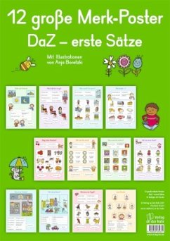 Merk-Poster DaZ - erste Sätze, 12 farbige DIN-A2-Poster - Redaktionsteam Verlag an der Ruhr