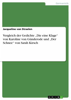 Vergleich der Gedichte ¿Die eine Klage¿ von Karoline von Günderode und ¿Der Schnee¿ von Sarah Kirsch - van Straelen, Jacqueline