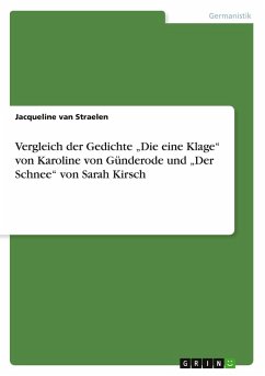 Vergleich der Gedichte ¿Die eine Klage¿ von Karoline von Günderode und ¿Der Schnee¿ von Sarah Kirsch - van Straelen, Jacqueline