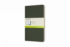 Moleskine Cahier Large/A5, 3er Set, Blanko, Kartoneinband Myrtengrün