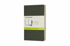 Moleskine Cahier Pocket/A6, 3er Set, Blanko, Kartoneinband Myrtengrün