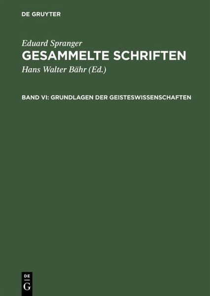 Grundlagen der Geisteswissenschaften (eBook, PDF)