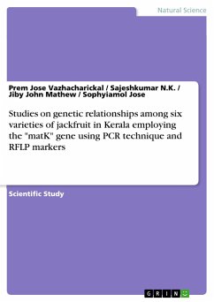 Studies on genetic relationships among six varieties of jackfruit in Kerala employing the &quote;matK&quote; gene using PCR technique and RFLP markers