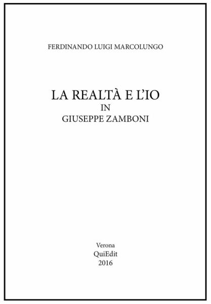 La realtà e l'io in Giuseppe Zamboni