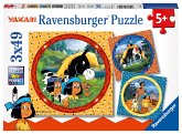 Ravensburger 080007 - Yakari, der tapfere Indianer, 3x49 Teile, Kinderpuzzle