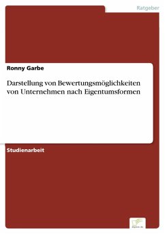 Darstellung von Bewertungsmöglichkeiten von Unternehmen nach Eigentumsformen (eBook, PDF) - Garbe, Ronny